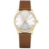 Gucci G Timeless Quartz Silver Dial Brown Leather Strap Watch For Women - YA1265022