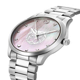 Gucci G Timeless Quartz Mother of Pearl Pink Dial Silver Steel Strap Watch for Women - YA1264166