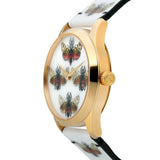 Gucci G Timeless Quartz White Dial White Leather Strap Watch For Women - YA1264109