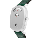 Gucci Grip Quartz Silver Dial Green Leather Strap Watch For Women - YA157404