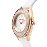 Swarovski Crystalline Aura Silver Dial White Leather Strap Watch for Women - 5519453