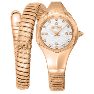 Just Cavalli Amalfi Silver Dial Rose Gold Steel Strap Watch for Women - JC1L270M0045