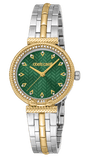 Just Cavalli Chiarezza Snake Core Green Dial Two Tone Steel Strap Watch for Women - RC5L078M0065