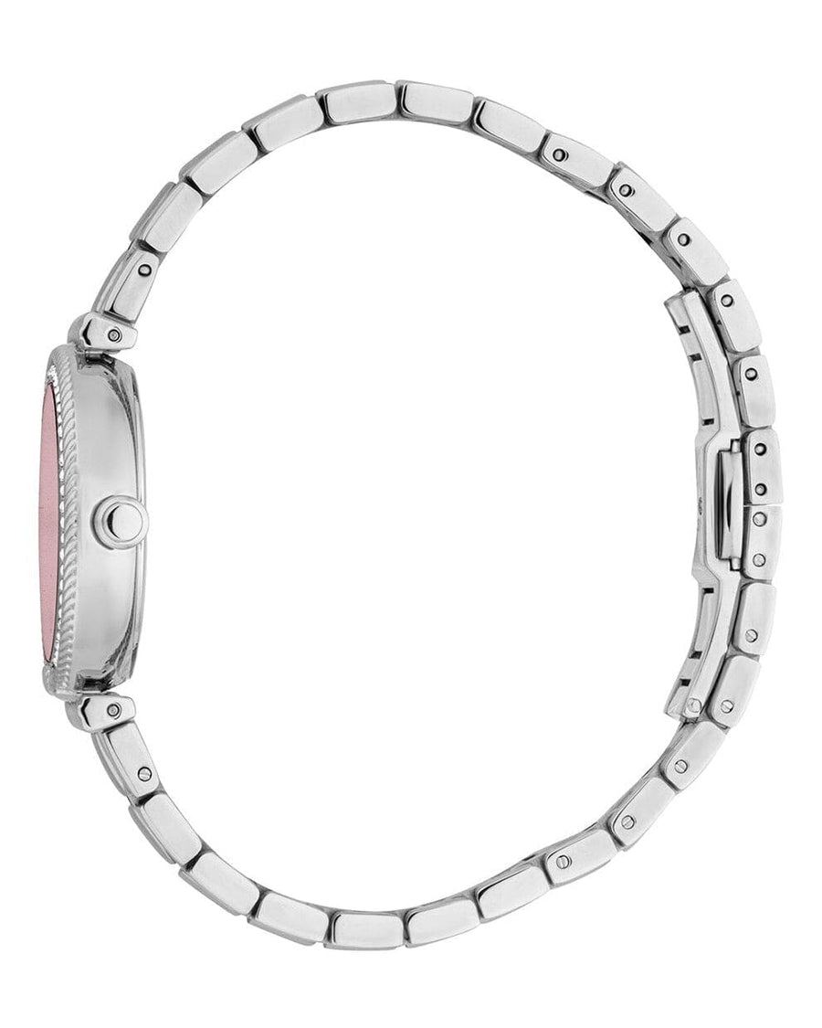 Just Cavalli Chiarezza Snake Core Pink Dial Silver Steel Strap Watch for Women - RC5L078M0015