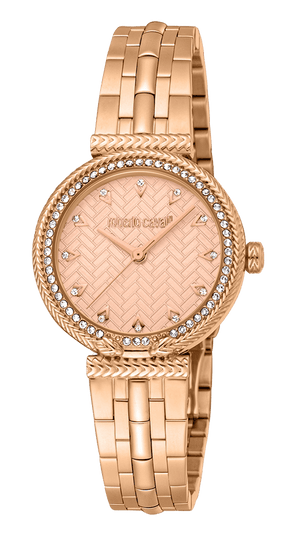 Just Cavalli Chiarezza Snake Core Rose Gold Dial Rose Gold Steel Strap Watch for Women - RC5L078M0045