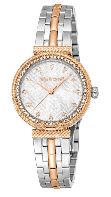 Just Cavalli Chiarezza Snake Core Silver Dial Two Tone Steel Strap Watch for Women - RC5L078M0075