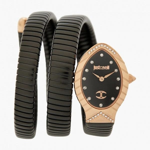 Just Cavalli Classico Lungo Black Dial Black Steel Strap Watch for Women - JC1L248M0085