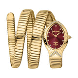 Just Cavalli Classico Lungo Red Dial Gold Steel Strap Watch for Women - JC1L248M0035