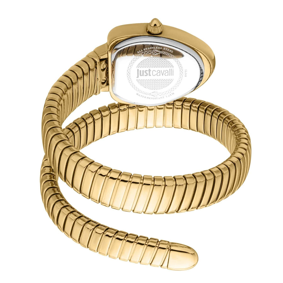 Just Cavalli Classico Lungo Red Dial Gold Steel Strap Watch for Women - JC1L248M0035