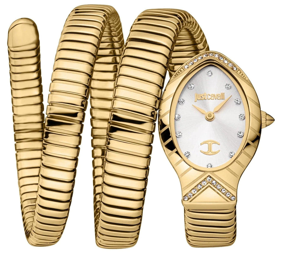 Just Cavalli Classico Lungo White Dial Gold Steel Strap Watch for Women - JC1L248M0025