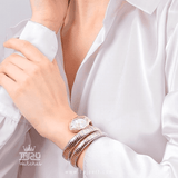 Just Cavalli Classico Lungo White Dial Two Tone Steel Strap Watch for Women - JC1L248M0055