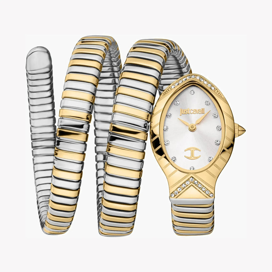 Just Cavalli Classico Lungo White Dial Two Tone Steel Strap Watch for Women - JC1L248M0055