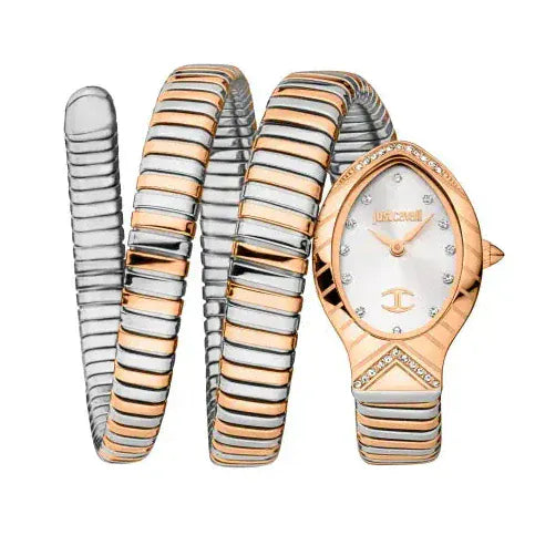 Just Cavalli Classico Lungo White Dial Two Tone Steel Strap Watch for Women - JC1L248M0075