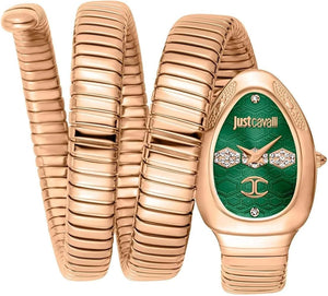 Just Cavalli Cosenza Green Dial Rose Gold Steel Strap Watch for Women - JC1L232M0045