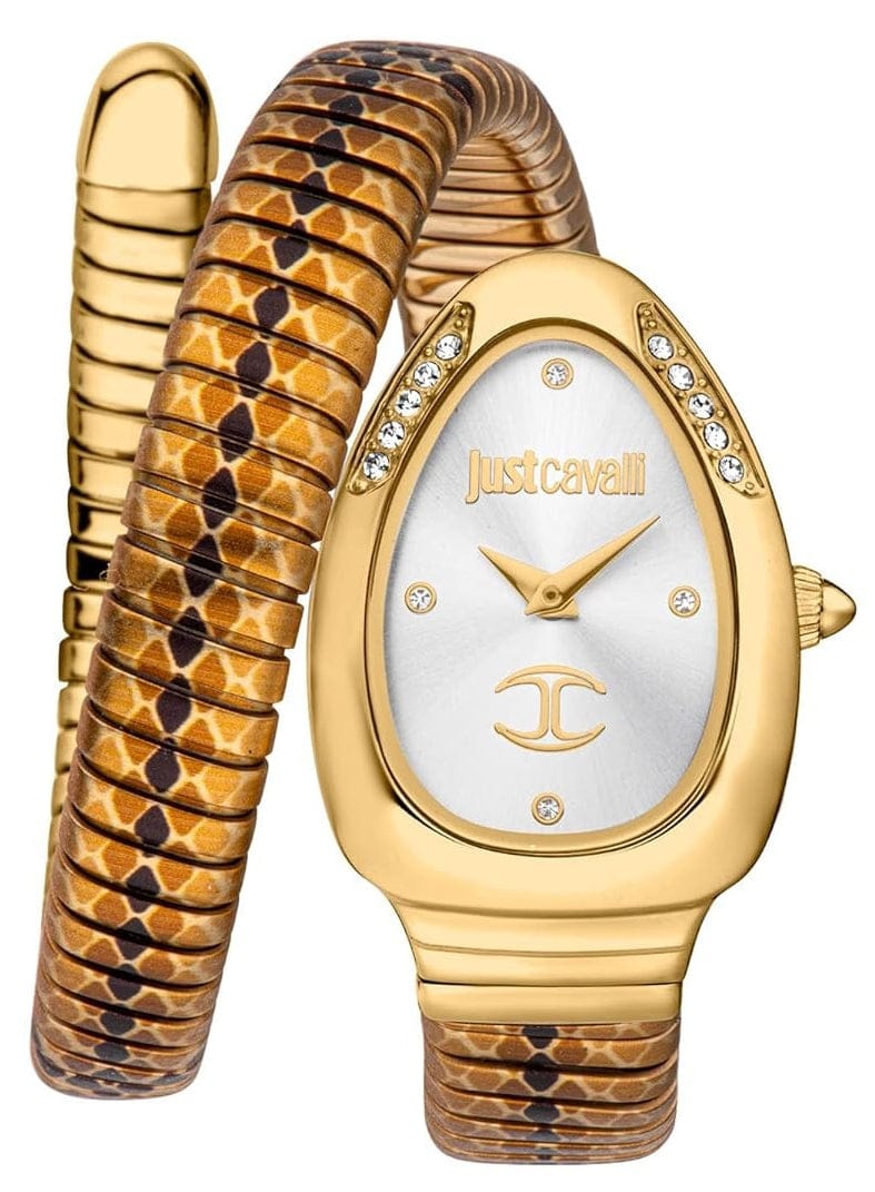 Just Cavalli Cosenza Silver Dial Gold Steel Strap Watch for Women - JC1L251M0025