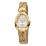 Just Cavalli Diversa Snake Mother of Pearl Dial Brown Leather Strap Watch for Women - JC1L321L0025