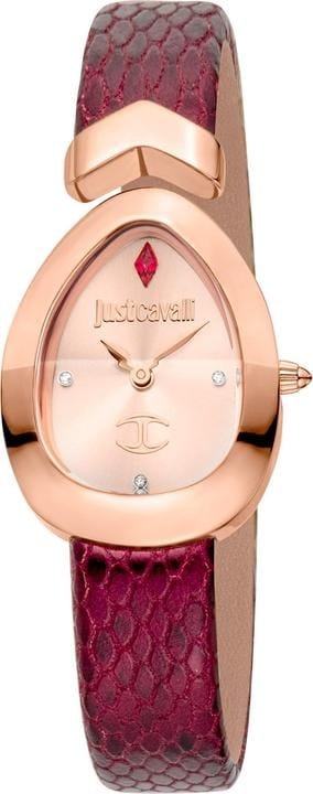 Just Cavalli Diversa Snake Rose Gold Dial Red Leather Strap Watch for Women - JC1L321L0045