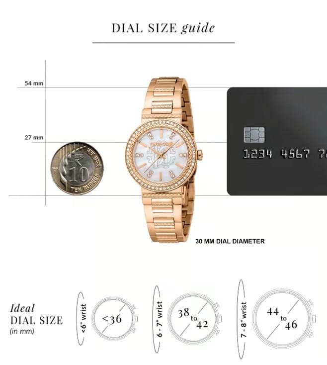 Just Cavalli Donna Glam Mother of Pearl White Dial Rose Gold Steel Strap Watch for Women - RC5L098M0045