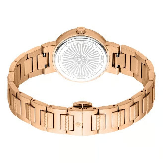 Just Cavalli Donna Glam Mother of Pearl White Dial Rose Gold Steel Strap Watch for Women - RC5L098M0045