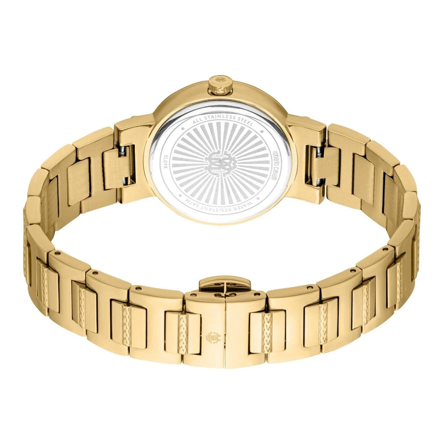 Just Cavalli Donna Glam Red Dial Gold Steel Strap Watch for Women - RC5L098M0035