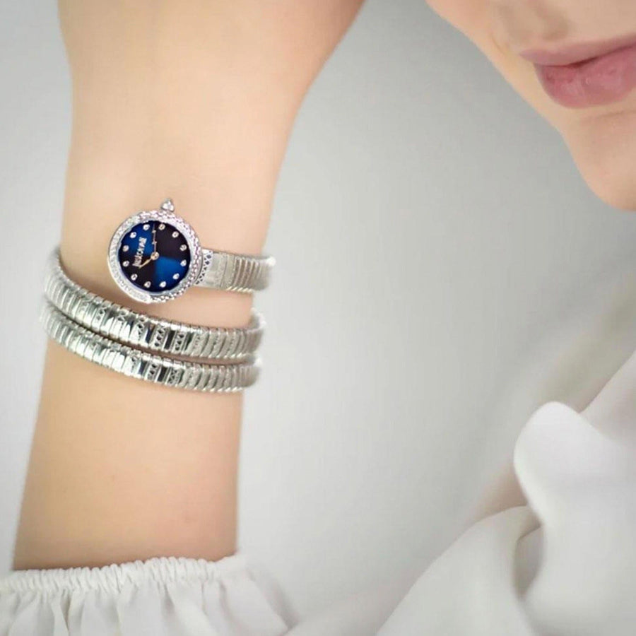 Just Cavalli Enchanting Blue Dial Silver Steel Strap Watch for Women - JC1L302M0015
