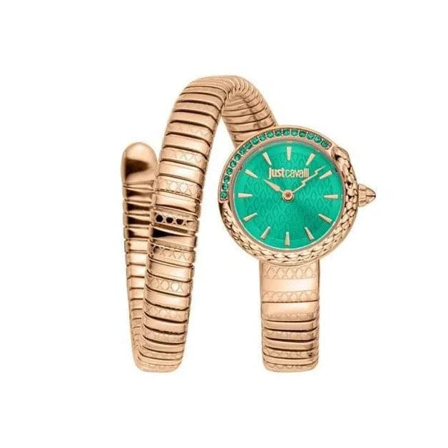 Just Cavalli Enchanting Green Dial Rose Gold Steel Strap Watch for Women - JC1L301M0055