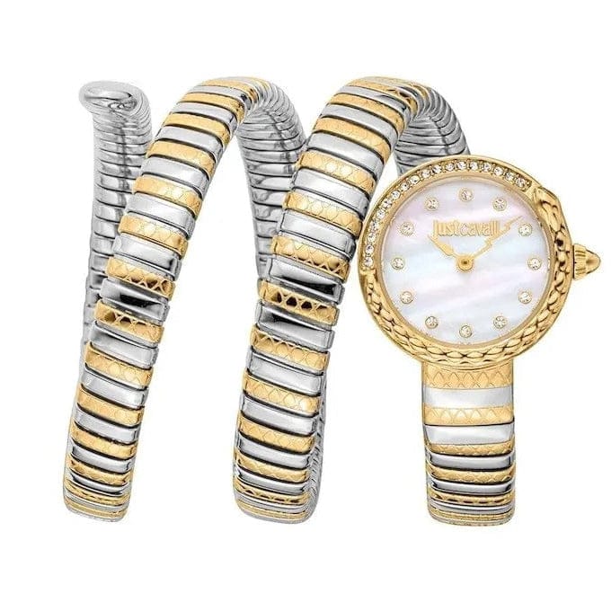 Just Cavalli Enchanting Mother of Pearl Dial Two Tone Steel Strap Watch for Women - JC1L302M0055