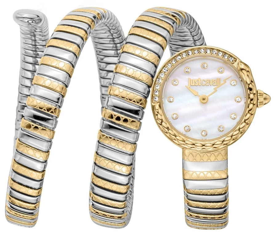 Just Cavalli Enchanting Mother of Pearl Dial Two Tone Steel Strap Watch for Women - JC1L302M0055