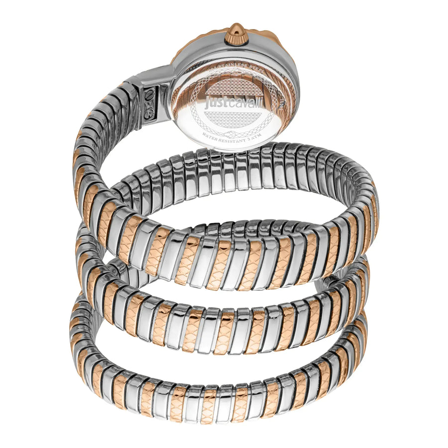 Just Cavalli Enchanting Silver Dial Two Tone Steel Strap Watch for Women - JC1L302M0065