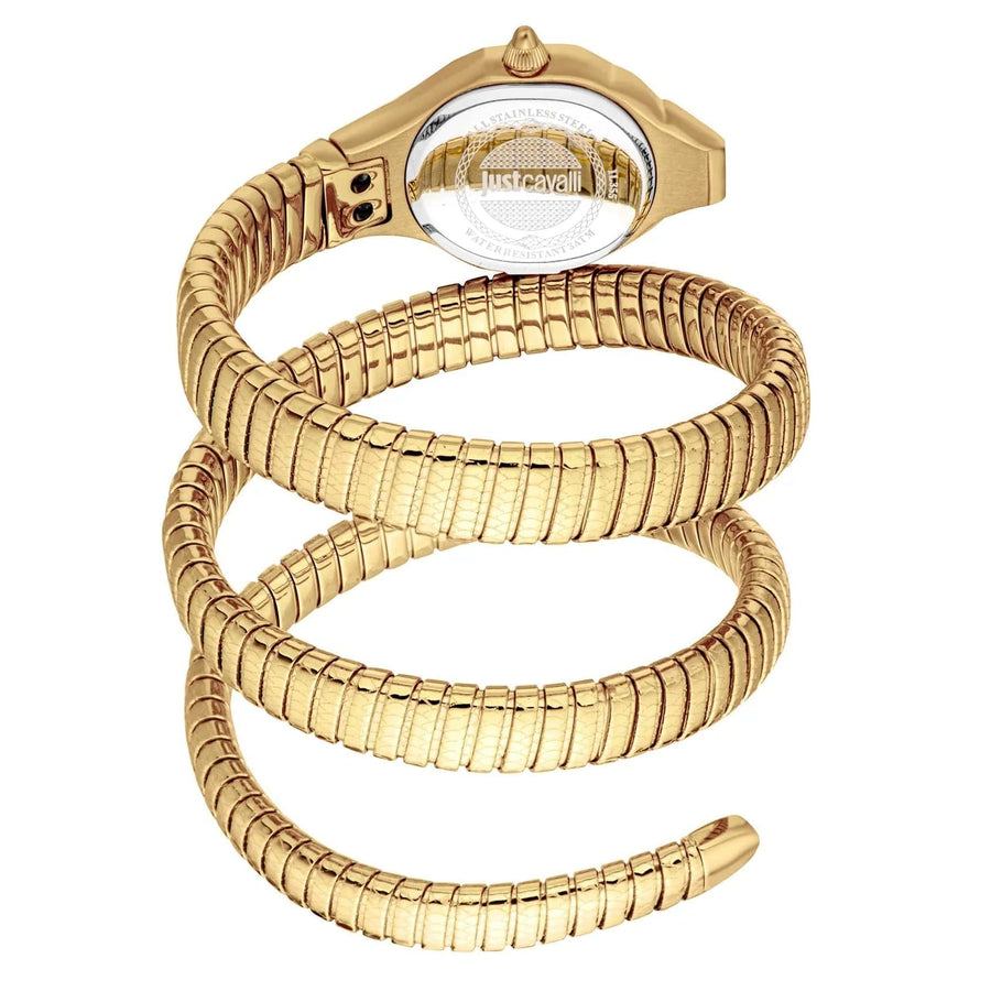 Just Cavalli Enchanting White Dial Gold Steel Strap Watch for Women - JC1L301M0025