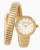Just Cavalli Enchanting White Dial Gold Steel Strap Watch for Women - JC1L301M0025
