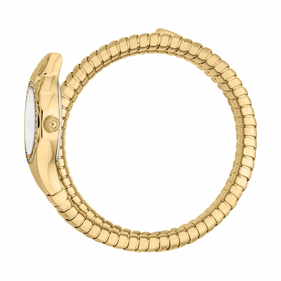 Just Cavalli Enchanting White Dial Gold Steel Strap Watch for Women - JC1L301M0025