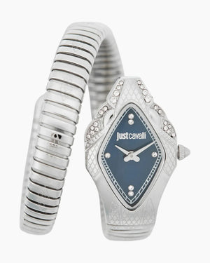 Just Cavalli Ferocious Blue Dial Silver Steel Strap Watch for Women - JC1L306M0015