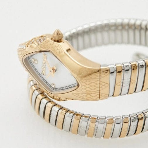 Just Cavalli Ferocious Mother of Pearl White Dial Two Tone Steel Strap Watch for Women - JC1L306M0065