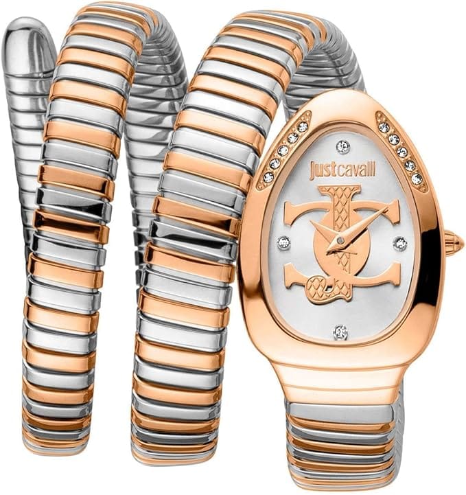 Just Cavalli Glam 5 Evo Silver Dial Two Tone Steel Strap Watch for Women - JC1L228M0085