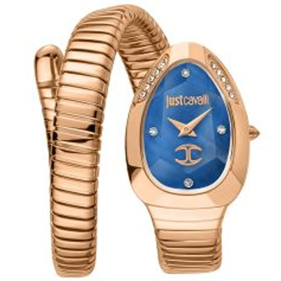 Just Cavalli Glam Evo 4 Blue Dial Rose Gold Steel Strap Watch for Women - JC1L229M0055