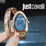 Just Cavalli Glam Evo 4 Blue Dial Rose Gold Steel Strap Watch for Women - JC1L229M0055