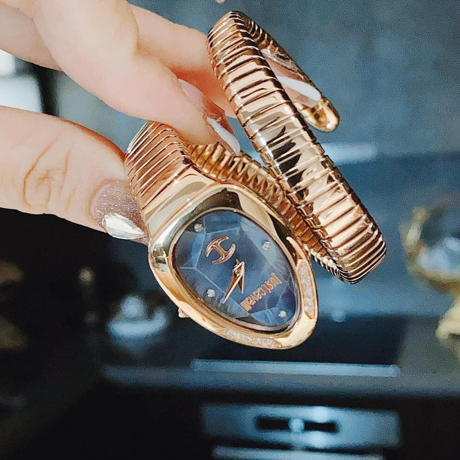 Just Cavalli Glam Evo 4 Blue Dial Rose Gold Steel Strap Watch for Women - JC1L229M0055