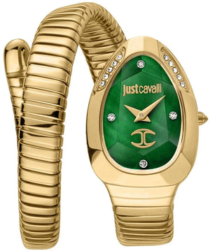 Just Cavalli Glam Evo 4 Green Dial Gold Steel Strap Watch for Women - JC1L229M0035