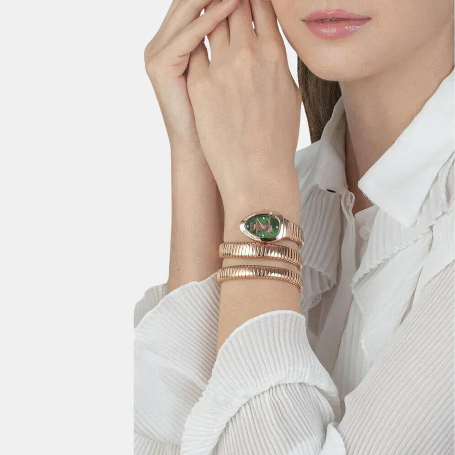 Just Cavalli Glam Evo 5 Green Dial Rose Gold Steel Strap Watch for Women - JC1L228M0055