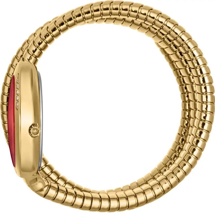 Just Cavalli Glam Evo 5 Red Dial Gold Steel Strap Watch for Women - JC1L228M0045