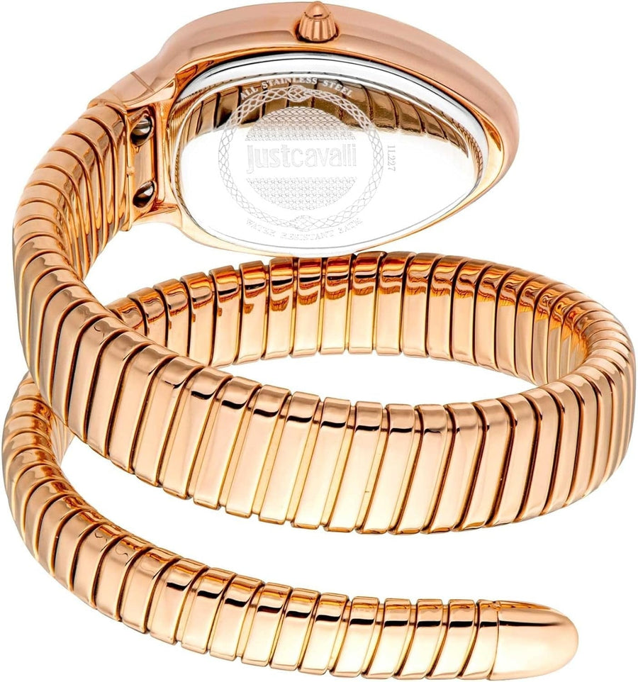Just Cavalli Glam Evo 5 Silver Dial Rose Gold Steel Strap Watch for Women - JC1L227M0055