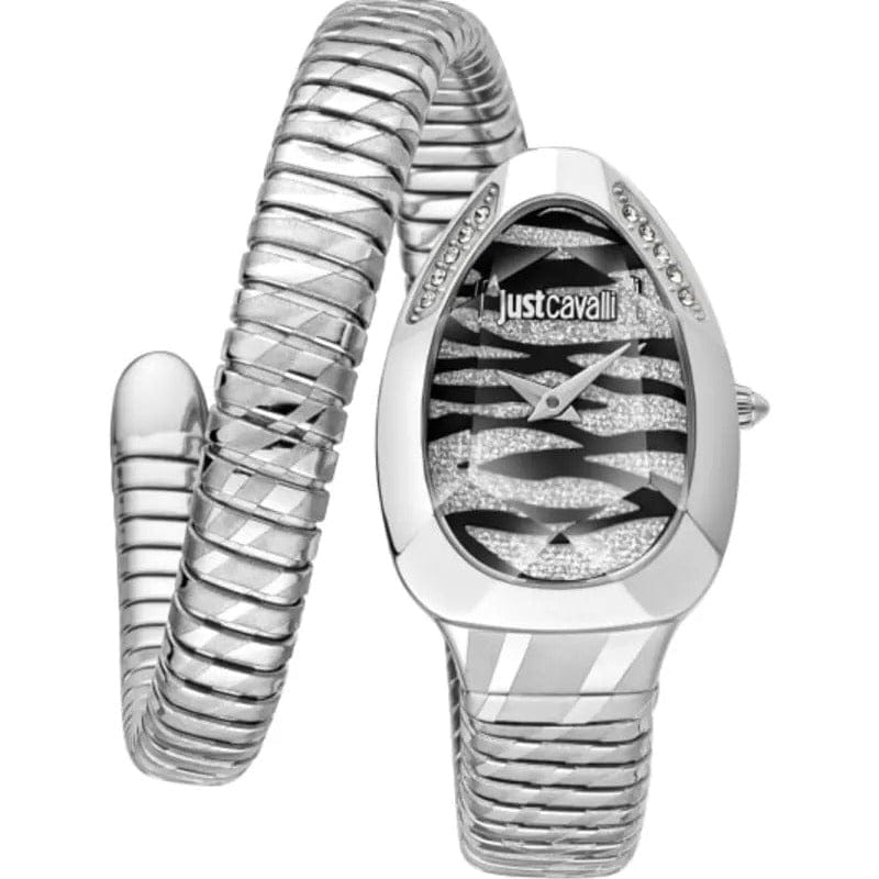 Just Cavalli Glam Evo 8 Black Dial Silver Steel Strap Watch for Women - JC1L225M0025