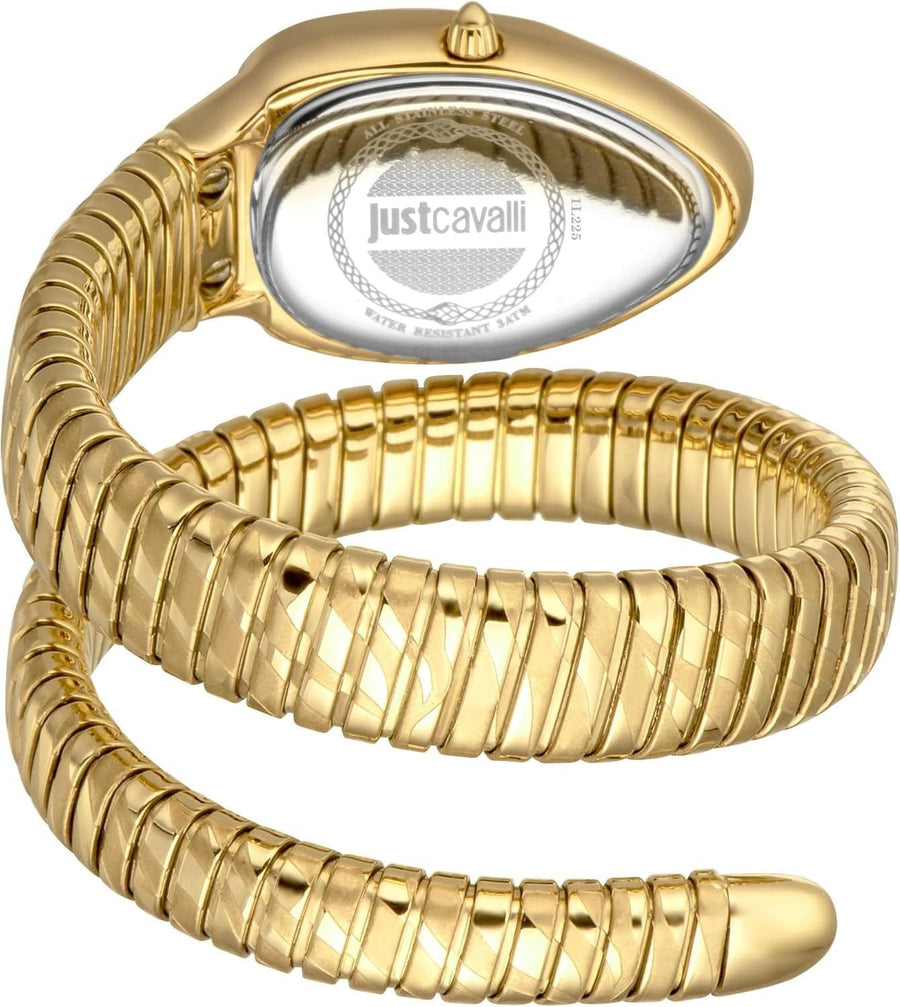 Just Cavalli Glam Evo 8 Silver Dial Gold Steel Strap Watch for Women - JC1L225M0035