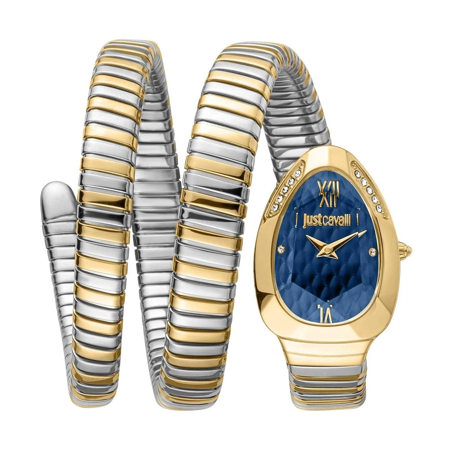 Just Cavalli Glam Evo 9 Blue Dial Two Tone Steel Strap Watch for Women - JC1L224M0075