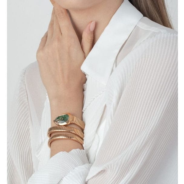 Just Cavalli Glam Evo 9 Green Dial Rose Gold Steel Strap Watch for Women - JC1L224M0055