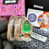 Just Cavalli Glam Evo 9 Green Dial Rose Gold Steel Strap Watch for Women - JC1L224M0055