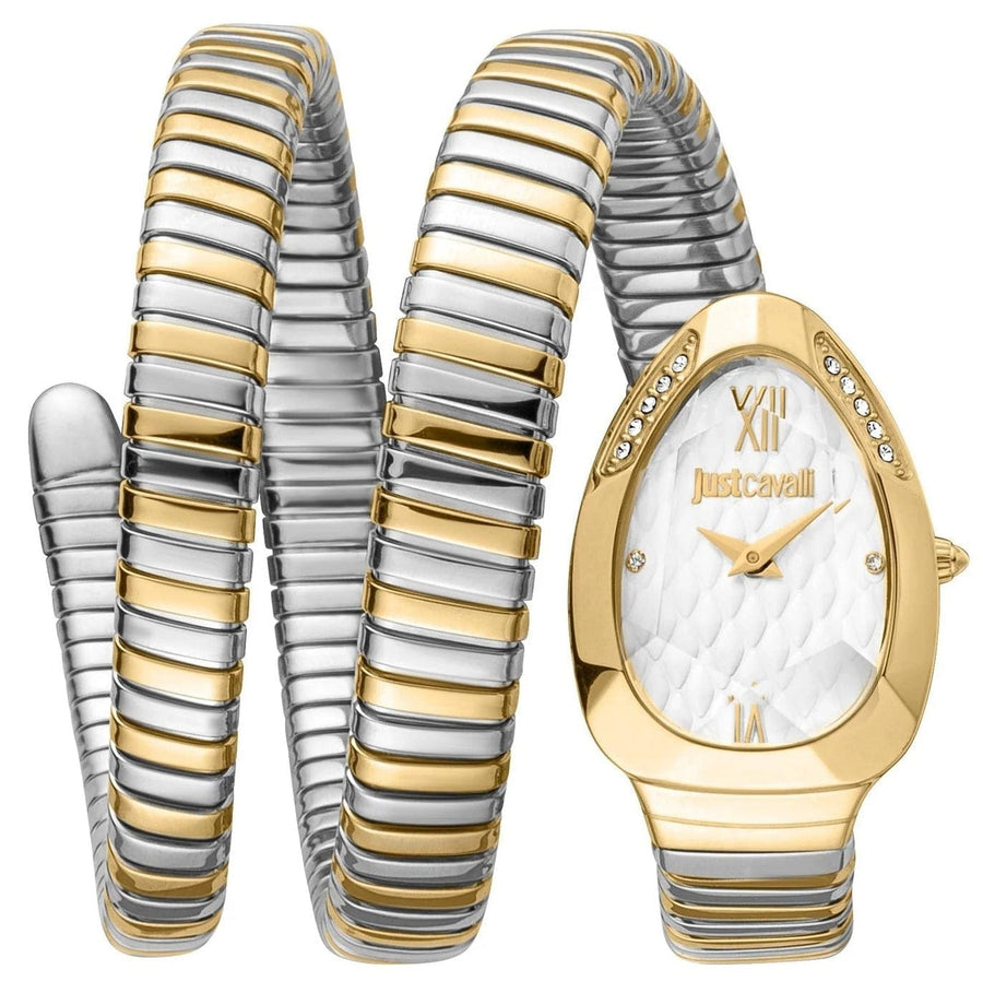 Just Cavalli Glam Evo 9 White Dial Two Tone Steel Strap Watch for Women - JC1L224M0065