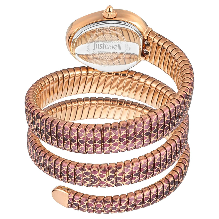 Just Cavalli Glam Snake White Dial Multicolor Steel Strap Watch for Women - JC1L163M0275