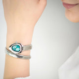 Just Cavalli Lady Snake Blue Dial Silver Steel Strap Watch for Women - JC1L249M0015